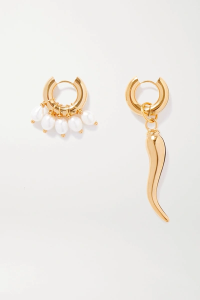 Shop Timeless Pearly Gold-tone Pearl Hoop Earrings