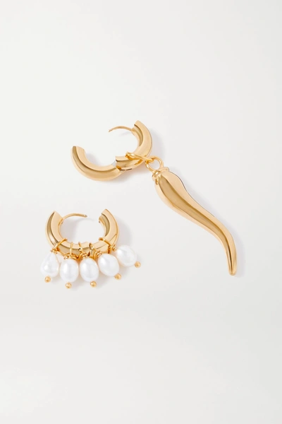 Shop Timeless Pearly Gold-tone Pearl Hoop Earrings