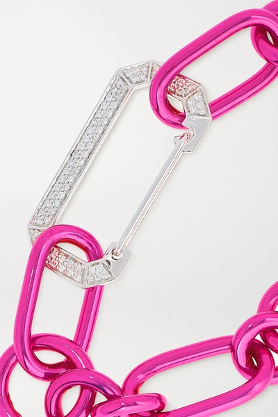 Shop Eéra Lucy White Gold And Silver Diamond Bracelet In Pink
