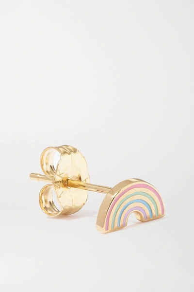 Shop Alison Lou Rainbow 14-karat Gold And Enamel Earring