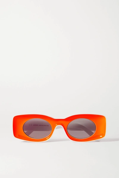 Shop Loewe + Paula's Ibiza Square-frame Neon Acetate Sunglasses In Orange