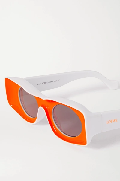 Shop Loewe + Paula's Ibiza Square-frame Neon Acetate Sunglasses In Orange