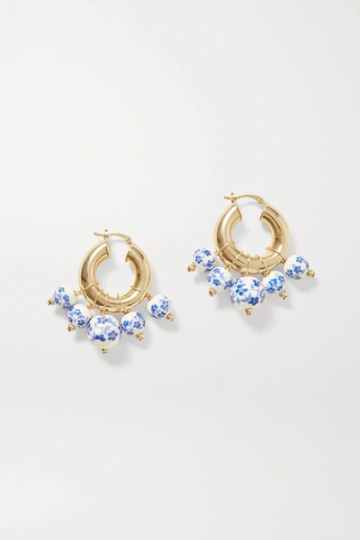 Shop Eliou Sandro Gold-plated Bead Earrings In Blue