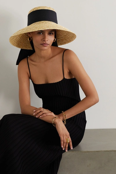 Shop Eugenia Kim Annabelle Grosgrain-trimmed Straw Hat In Beige