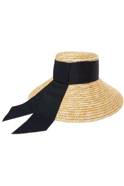 Shop Eugenia Kim Annabelle Grosgrain-trimmed Straw Hat In Beige