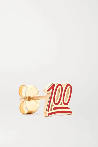 Shop Alison Lou 100 14-karat Gold And Enamel Earring
