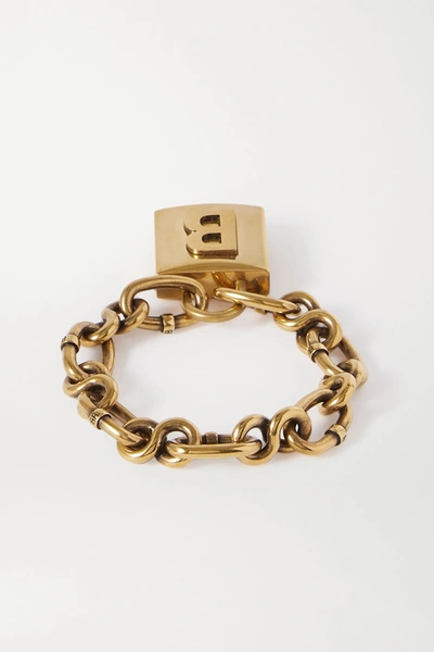 Shop Balenciaga Lock Embossed Gold-tone Bracelet