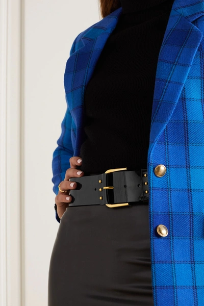 Shop Saint Laurent Patent-leather Waist Belt In Black