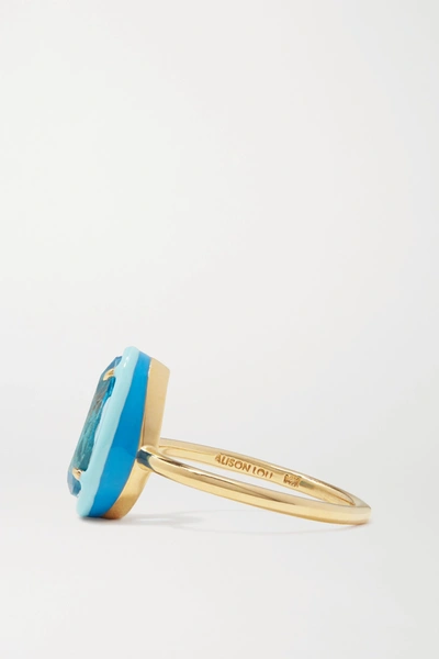 Shop Alison Lou 14-karat Gold, Topaz And Enamel Ring