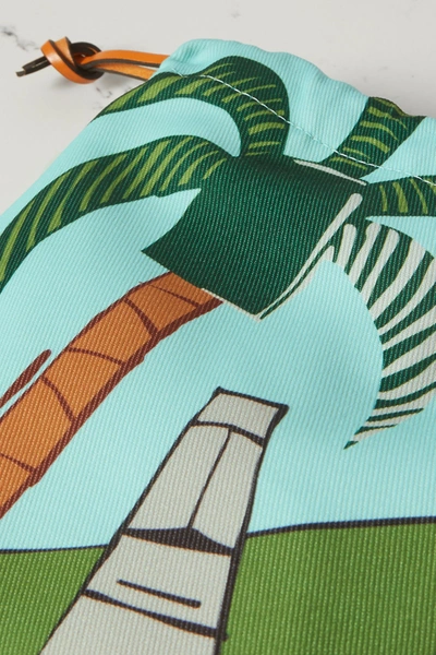 Shop Loewe + Ken Price Easter Island Leather-trimmed Printed Canvas Pouch In Green