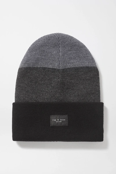 Shop Rag & Bone Addison Striped Wool-blend Beanie In Gray