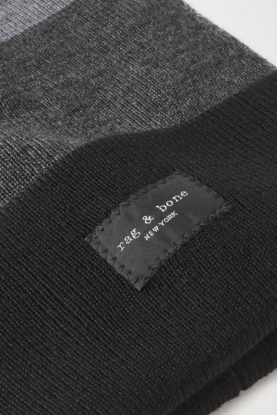Shop Rag & Bone Addison Striped Wool-blend Beanie In Gray