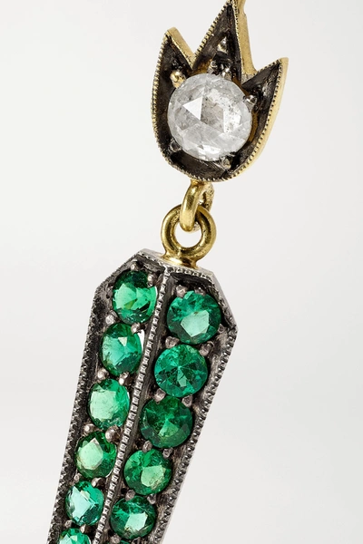 Shop Sylva & Cie 18-karat Gold, Emerald And Diamond Earrings