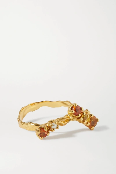 Shop Pacharee Bloom Gold-plated, Sapphire And Pearl Ring