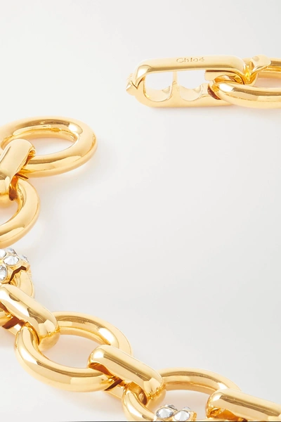 Shop Chloé Egée Gold-tone Crystal Necklace