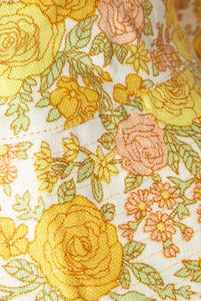 Shop Faithfull The Brand + Net Sustain Bettina Floral-print Linen Sunhat In Yellow