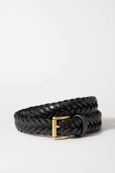 Shop Anderson's Woven Leather Belt In Black