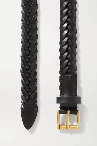 Shop Anderson's Woven Leather Belt In Black