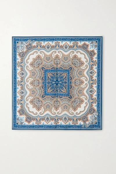 Shop Purdey Printed Silk-twill Scarf In Blue