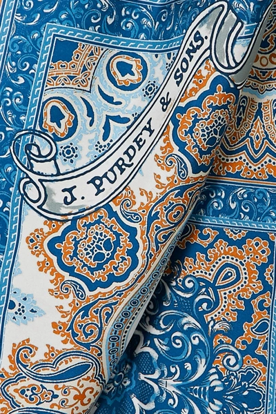 Shop Purdey Printed Silk-twill Scarf In Blue