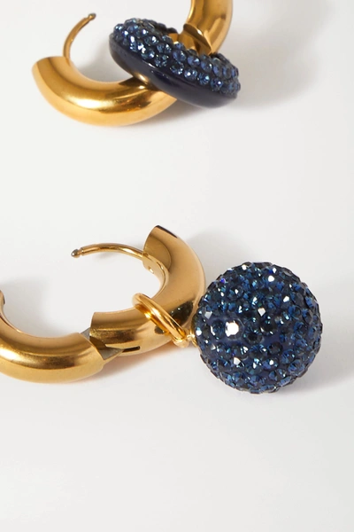 Shop Timeless Pearly Gold-tone Crystal Earrings In Navy