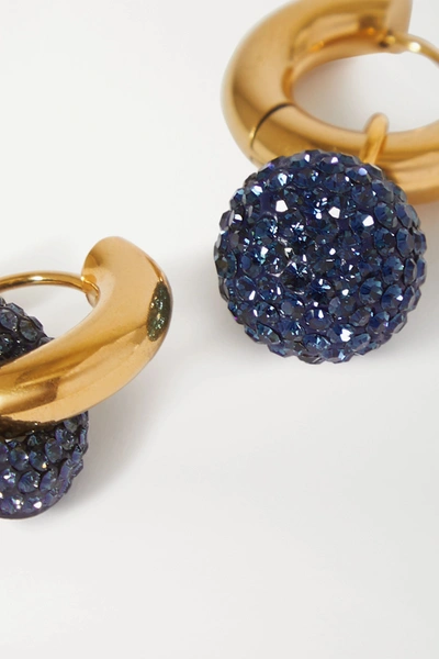 Shop Timeless Pearly Gold-tone Crystal Earrings In Navy