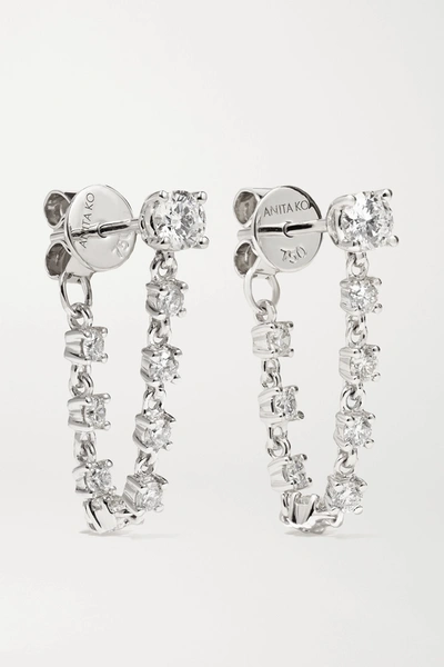 Shop Anita Ko 18-karat White Gold Diamond Earrings