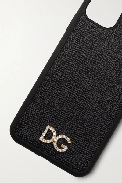Shop Dolce & Gabbana Crystal-embellished Textured-leather Iphone 11 Pro Max Case In Black