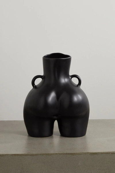 Shop Anissa Kermiche Love Handles Ceramic Vase In Black