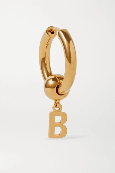 Shop Balenciaga Force B Gold-tone Hoop Earring