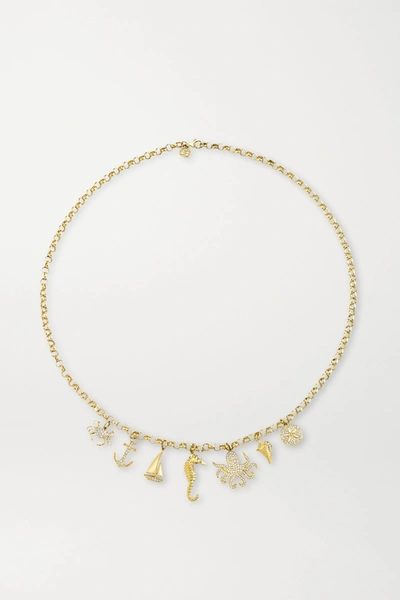 Shop Sydney Evan Nautical 14-karat Gold Diamond Necklace