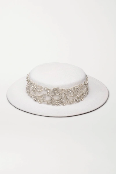 Shop Eugenia Kim + Hayley Paige Marni Crystal-embellished Wool-felt Hat In White