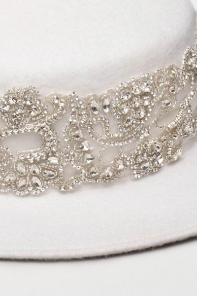 Shop Eugenia Kim + Hayley Paige Marni Crystal-embellished Wool-felt Hat In White