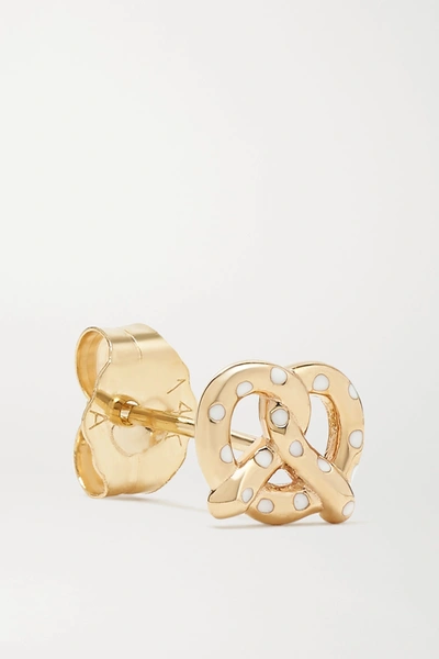 Shop Alison Lou Pretzel 14-karat Gold And Enamel Earring