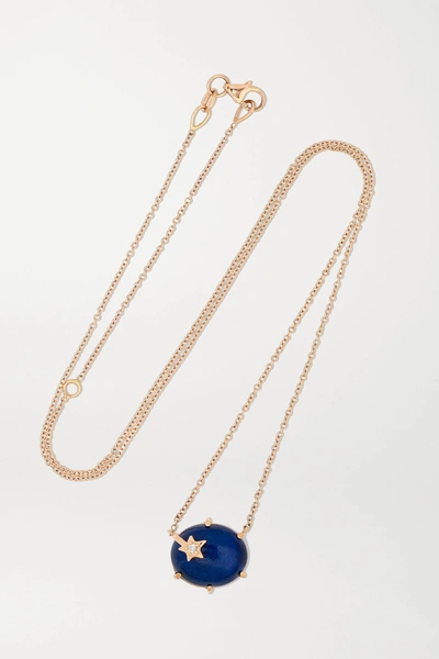 Shop Andrea Fohrman Mini Galaxy 18-karat Rose Gold, Lapis Lazuli And Diamond Necklace