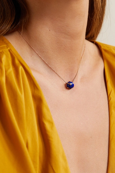Shop Andrea Fohrman Mini Galaxy 18-karat Rose Gold, Lapis Lazuli And Diamond Necklace