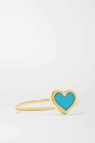 Shop Jennifer Meyer Extra Small Heart 18-karat Gold, Lapis Lazuli And Diamond Ring