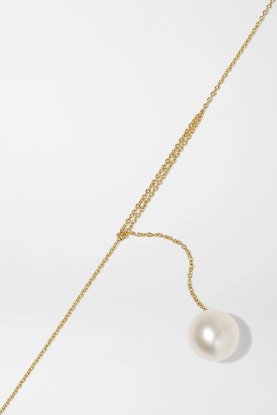 Shop Sophie Bille Brahe Sirene Perle 14-karat Gold Pearl Necklace