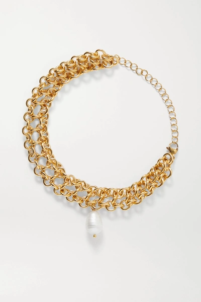 Shop Magda Butrym Gold-plated Pearl Anklet