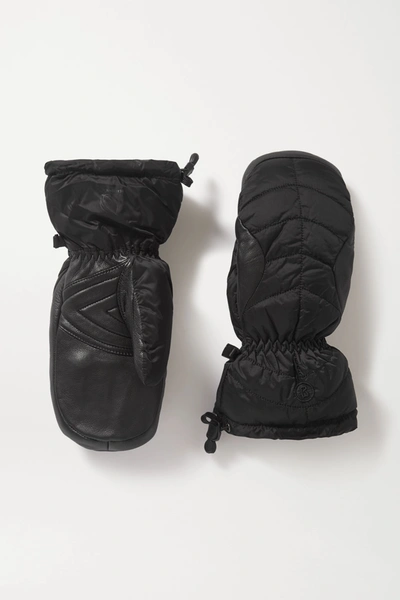 Shop Bogner Selia Padded Leather And Shell Ski Mittens In Black