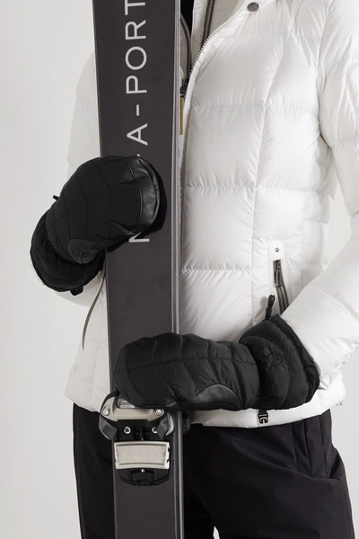 Shop Bogner Selia Padded Leather And Shell Ski Mittens In Black