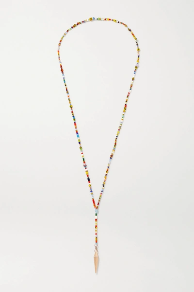 Shop Diane Kordas 18-karat Rose Gold, Bead And Diamond Necklace