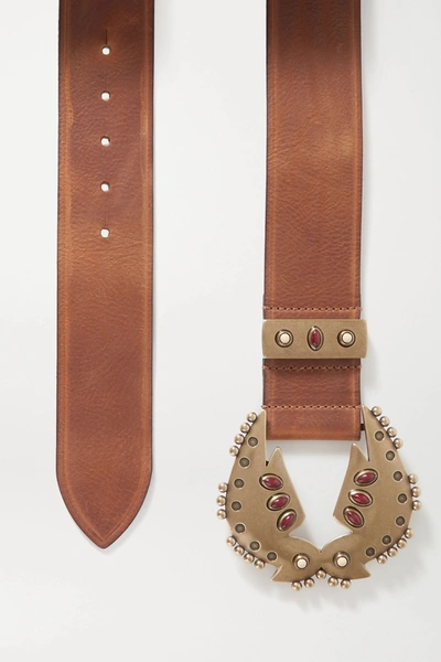 Shop Isabel Marant Abigail Embellished Leather Belt In Brown