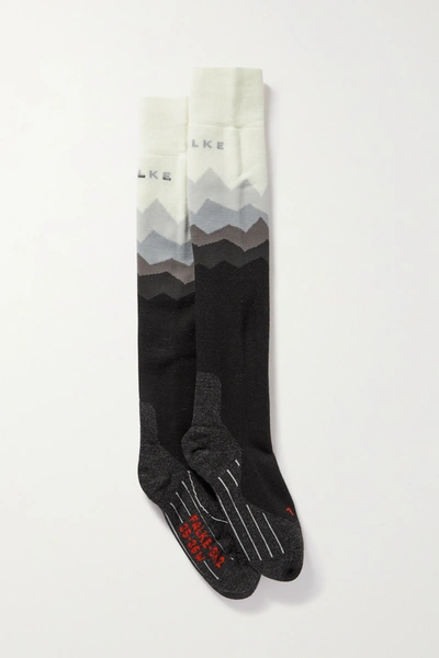 Shop Falke Sk2 Intarsia-knitted Ski Socks In White