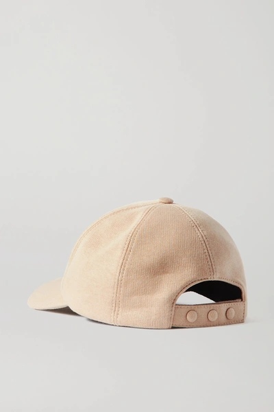 Shop Burberry Appliquéd Cotton-jersey Baseball Cap In Beige