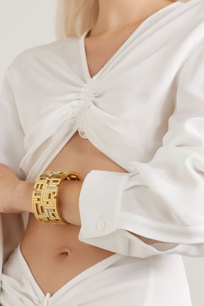 Shop Leda Madera Goldie Gold-plated Swarovski Crystal Cuff
