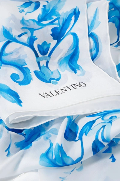 Shop Valentino Garavani Printed Silk-chiffon Scarf In White