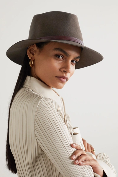 Shop Rag & Bone Leather-trimmed Wool-felt Fedora In Brown