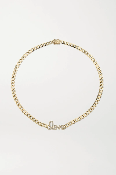 Shop Sydney Evan Large Love 14-karat Gold Diamond Necklace