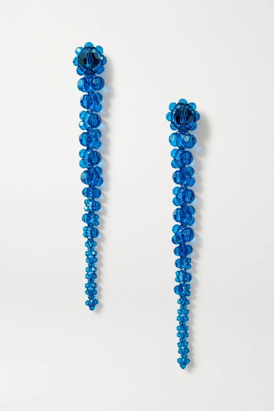 Shop Simone Rocha Drip Crystal Earrings In Blue